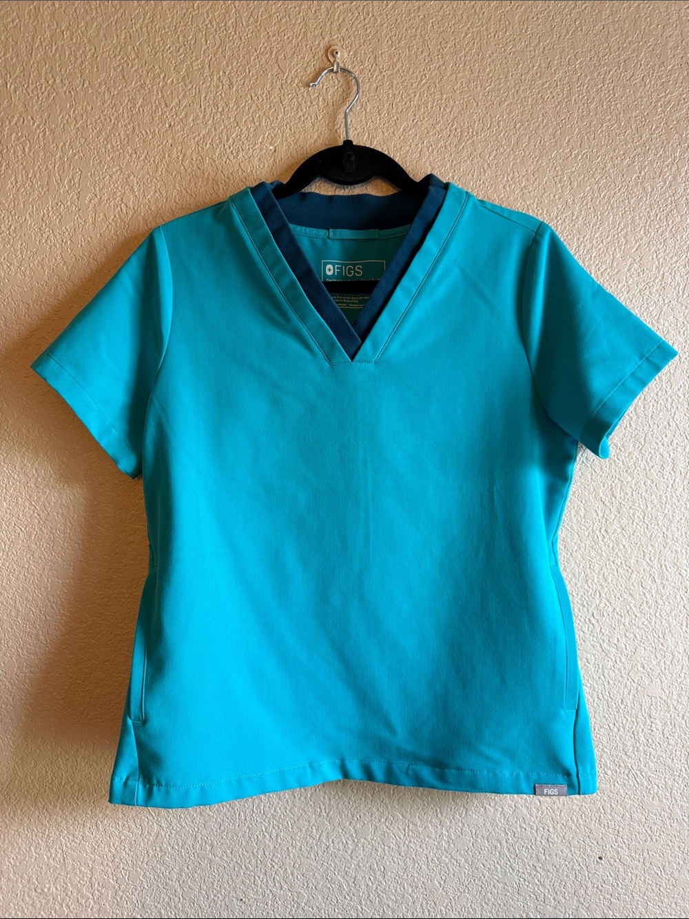 Figs Teal V-Neck Scrub Top